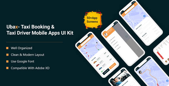 Ubax - Taxi Booking & Taxi Driver Mobile App UI Kit