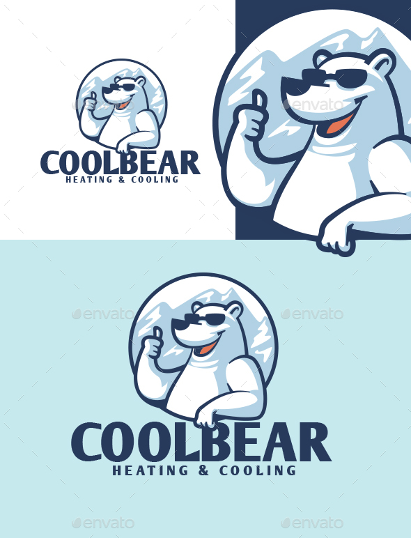 Cartoon Cool Bear Character Mascot Logo