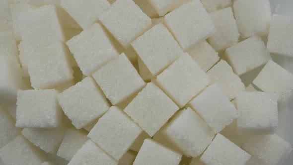 White sugar cubes close up