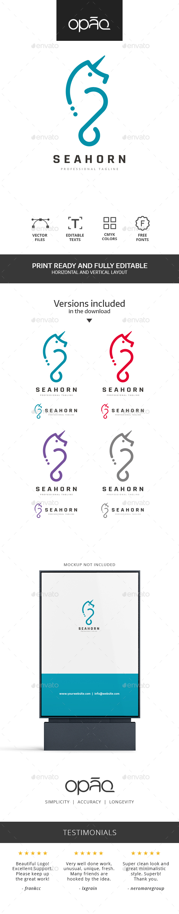 Sea Horse Unicorn Logo