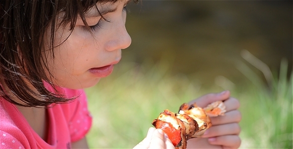 Girl Eating Skewers 3