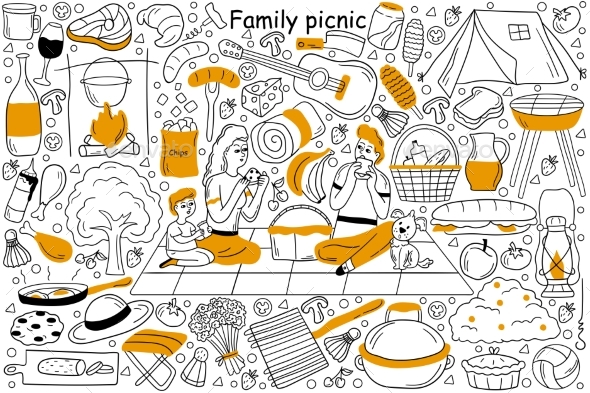 Family Picnic Doodle Set