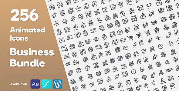 Business Bundle 256 Animated Lottie Icons - Ecommerce Marketing Office Discount
