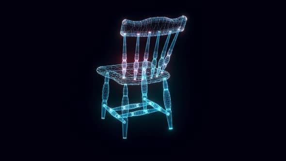 Wooden Chair Hologram Rotating Hd