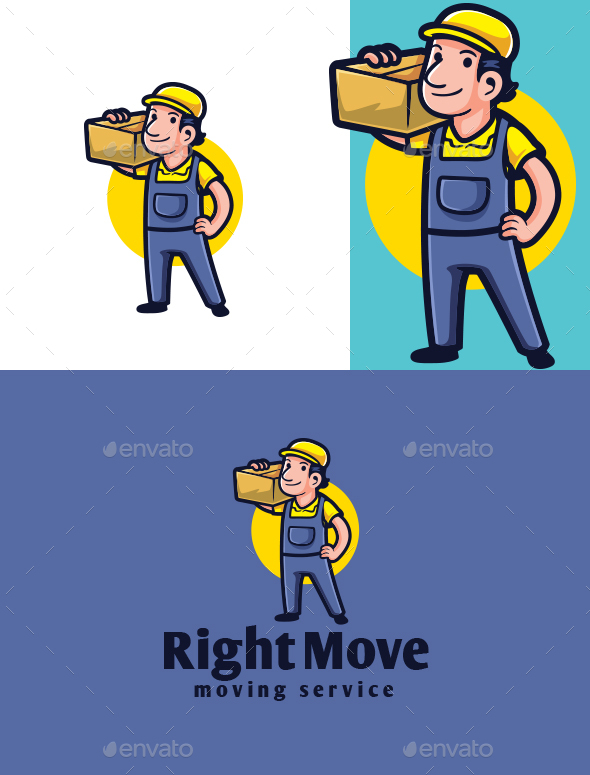 Cartoon Delivery Mover Character Mascot Logo