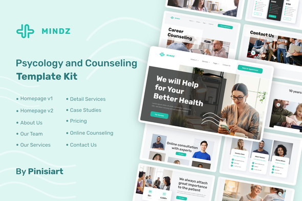 Mindz - Psychology & Counseling Elementor Template Kit