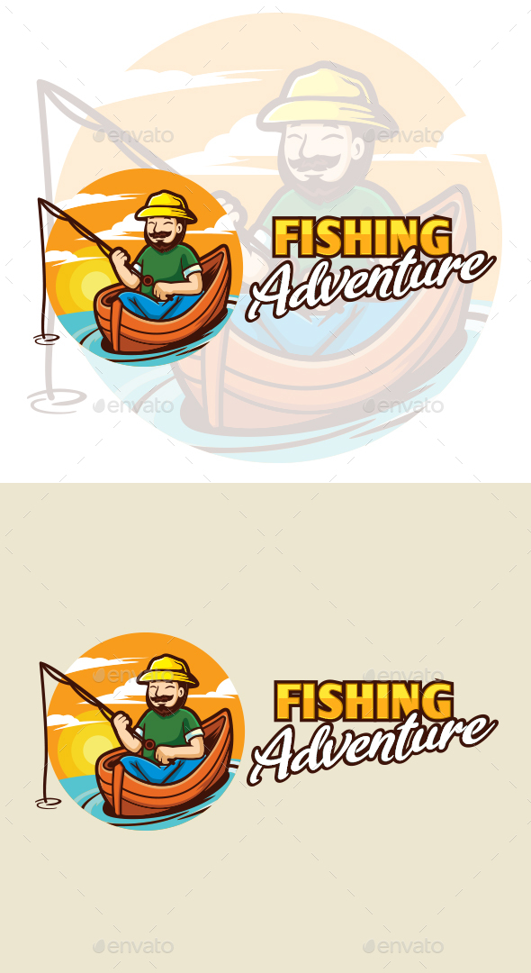 Cartoon Fishing Activity Character Mascot Logo