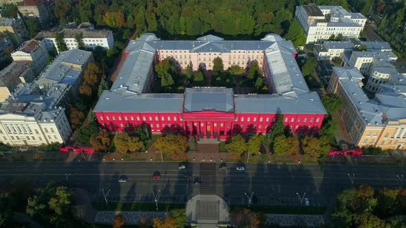 Aerial View Building Kyiv National University of Taras Shevchenko on a Sunny Day