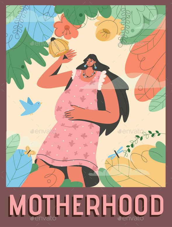 Vector Poster of Motherhood Concept