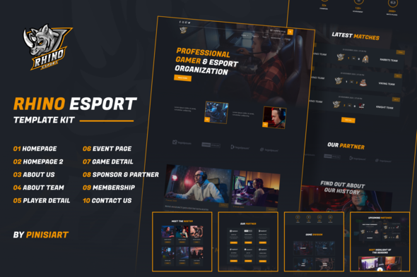Rhino - Esports & Gaming Elementor Template Kit