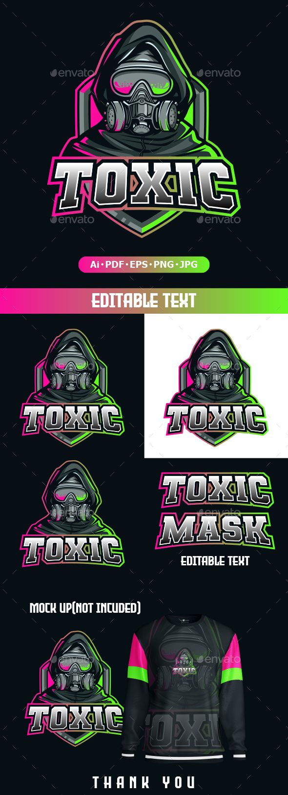 Tocix Gas Mask logo mascot for eSport and Sport