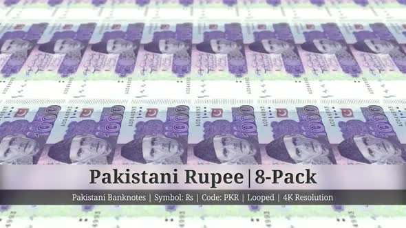 Pakistani Rupee | Pakistan Currency - 8 Pack | 4K Resolution | Looped