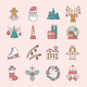 Christmas Set of Line Art Colored Icons - GraphicRiver Item for Sale