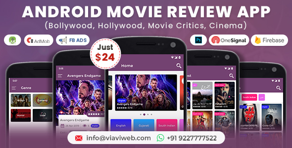 Aplikacja Android Movie Review (Bollywood, Hollywood, krytycy filmowi, kino)