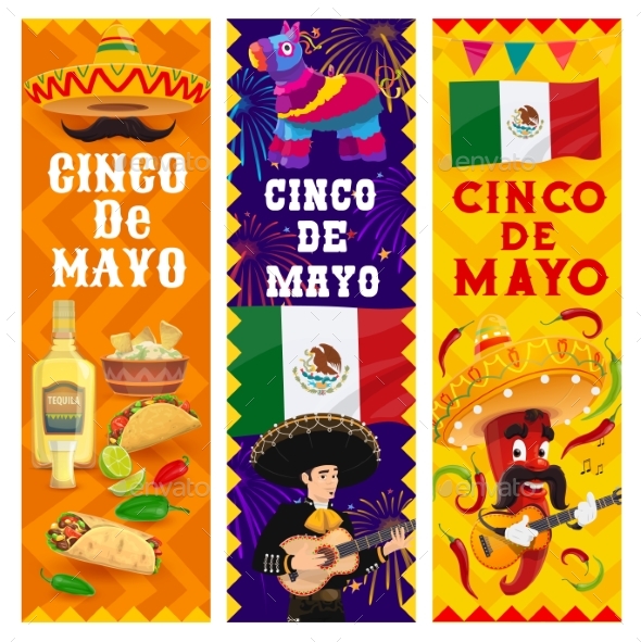 Cinco De Mayo Mexican Fiesta Holiday Banners