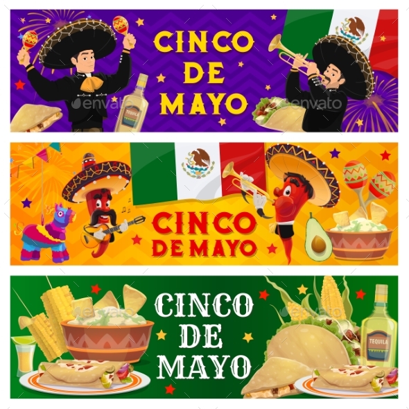 Cinco De Mayo Holiday Mexican Fiesta Party Banners