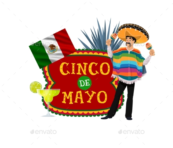 Cinco De Mayo Vector Icon with Mexican Musician