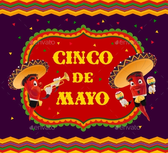 Cinco De Mayo Vector Poster Cartoon Mariachi Band