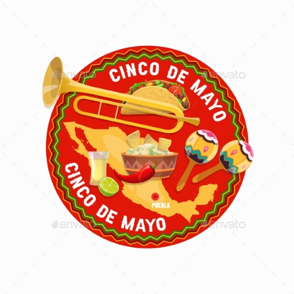 Cinco De Mayo Mexican Holiday Food and Mexico Map