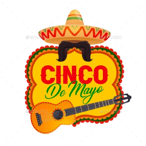 Cinco De Mayo Vector Icon with Mexican Symbols
