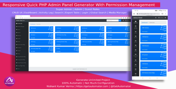 [Windows] Automatic Responsive Admin Panel Generator with Permission Management from MySQL Database