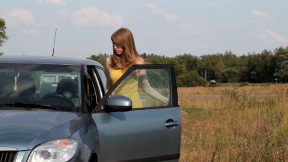 Girl And Car