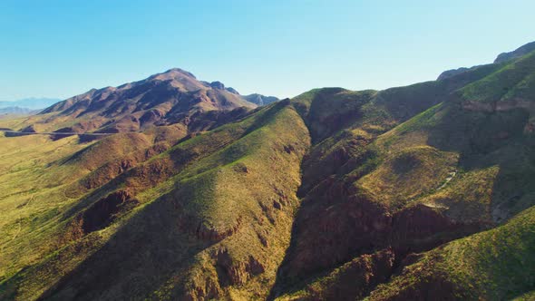 Franklin Mountains El Paso Texas USA. Aerial Drone View of Chihuahuan Desert Mountain Range Covered