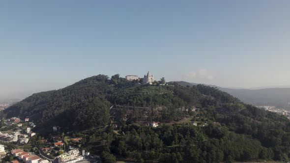 Aerial view of the Sanctuary on top of the hill Viana do Castelo in Portugal