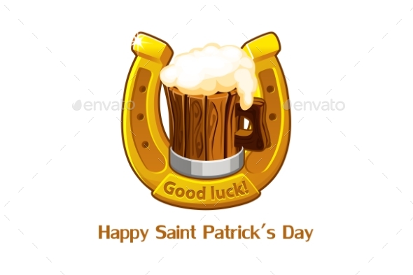 Vector Banner with a Wooden Mug of Beer and a