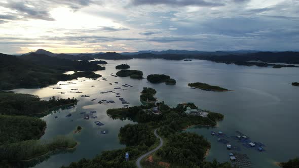 Aerial View of Fish Farms in Norway