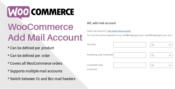 WooCommerce Add Mail Account