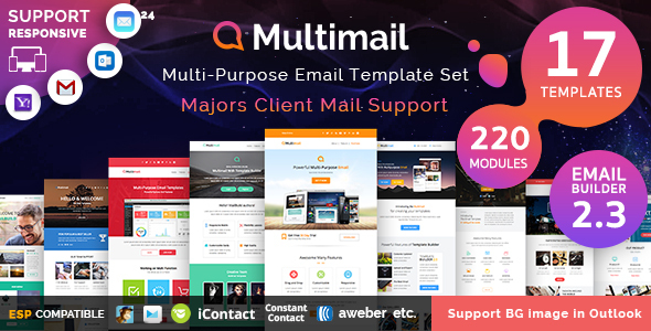 Multimail | Responsive Email Template Set + Builder Online
