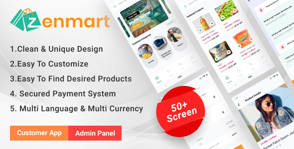 Zenmart - eCommerce Flutter Mobile App with Admin Panel Single Vendor