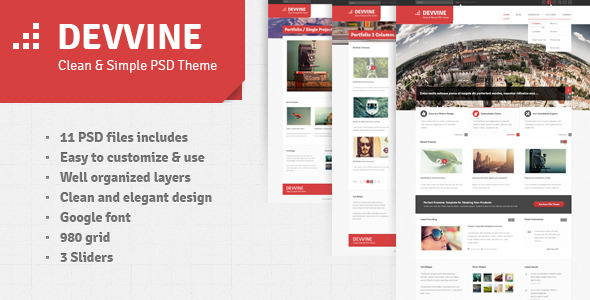 Devvine - Modern and Clean PSD Theme