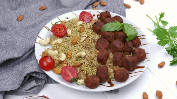 Falafel Bulgur and Vegetables Middle Eastern Food