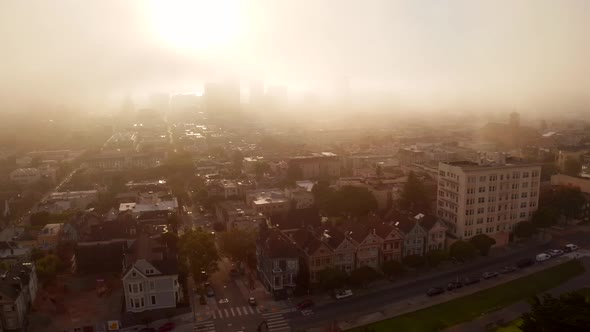 Beautiful View of the World Famous Painted Ladies Houses Located in Alamo Square