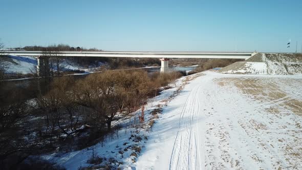 Spring, River, Bridge And Ice Drift