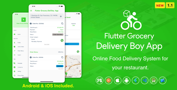 Flutter Grocery Delivery Boy App for iOS and Android ( 1.1 )