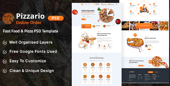 Pizzario - Fast Food & Pizza PSD Temptale