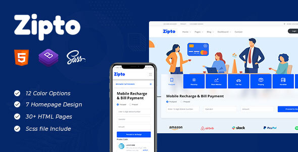 Zipto - Online Recharge and Shopping Template
