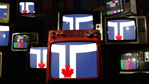 Flag Of Toronto, Canada, and Retro TVs.