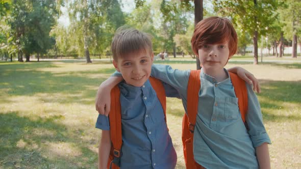 Portrait of Schoolboys in Park