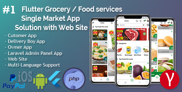 Single Market Grocery/Food/Pharmacy (Android+iOS+Admin Panel) Full App Solution with Web Site