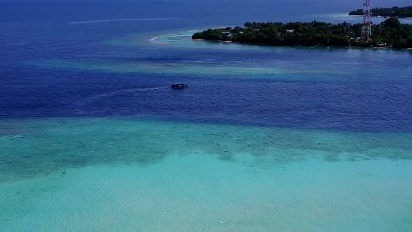 Aerial landscape of island beach by sea and sand background