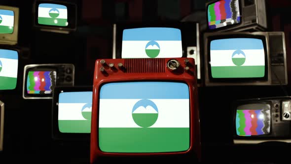 Flag of Kabardino-Balkaria on Retro TV Stack.