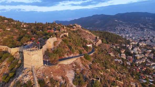 Aerial View Alanya Castle  Alanya Kalesi