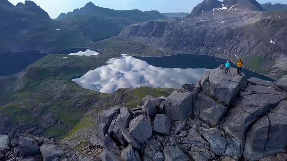 Aerial View of Tourists on Peak