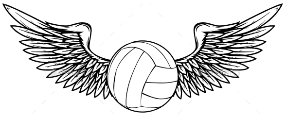 Realistic Volley Ball with Raised Up Red Wings
