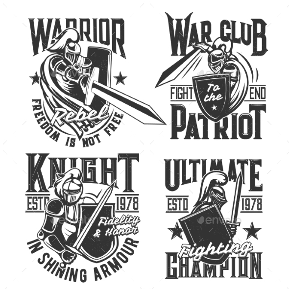 Tshirt Prints with Knight and Warriors