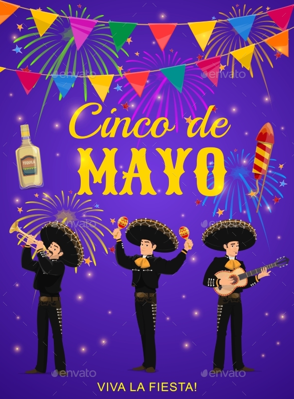 Cinco De Mayo Vector Flyer with Mariachi Band
